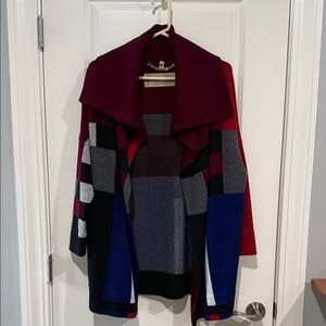 Burberry Colorblock Open Front Coat Sweater